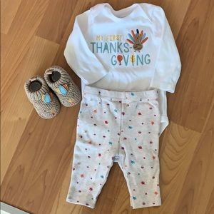 Baby girls first thanksgiving outfit w/booties 3m